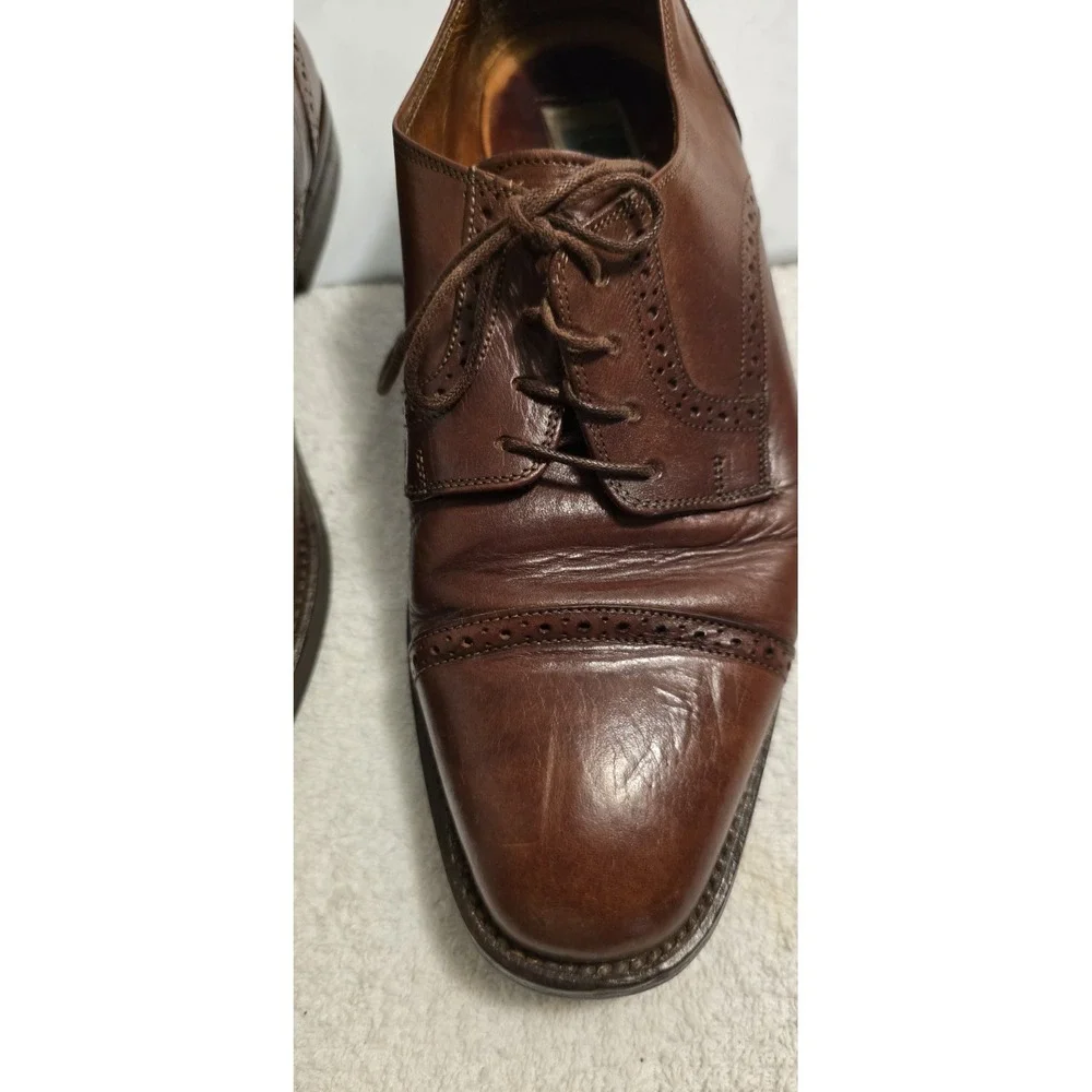 COLE HAAN Mens Shoes Oxford Cap Toe Classic Brown Leather Made in Italy Size 8 M